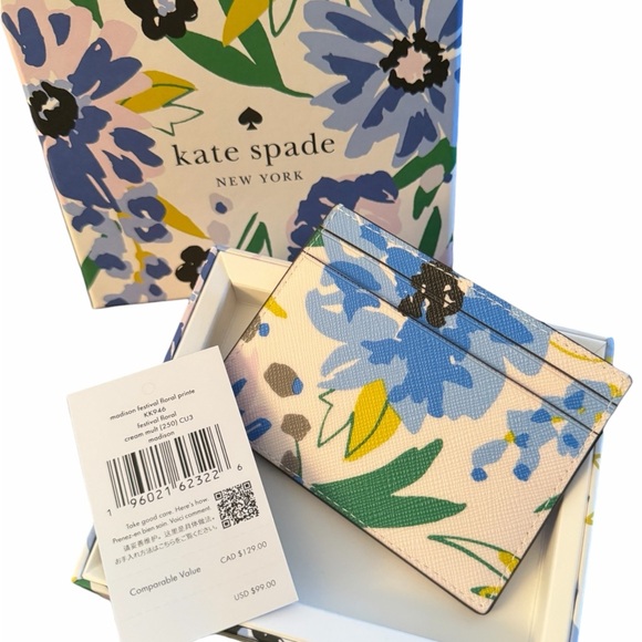 Kate Spade Blue and Yellow Floral Card Holder - Picture 2 of 6